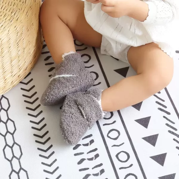 SOFMUO Unisex Baby Girl Boy Slippers Lightweight NonSlip Indoor Moccasins House Shoes Toddler BootiesA01Grey