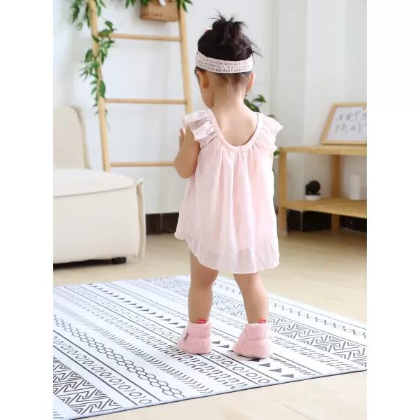 SOFMUO Unisex Baby Girl Boy Slippers Lightweight NonSlip Indoor Moccasins House Shoes Toddler BootiesA01Pink