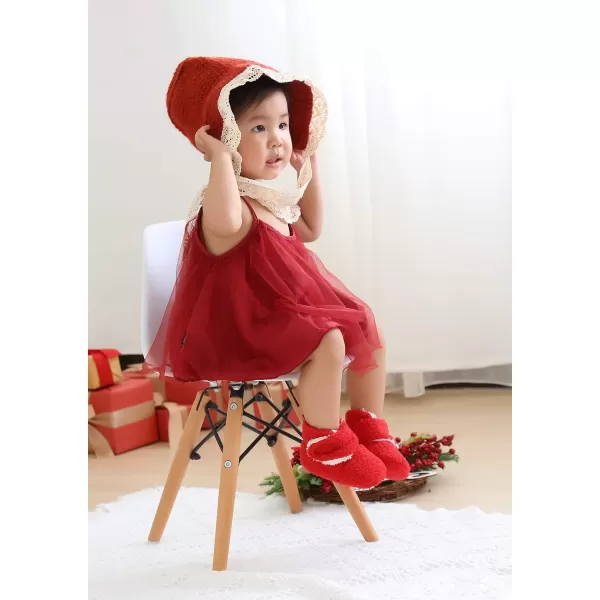 SOFMUO Unisex Baby Girl Boy Slippers Lightweight NonSlip Indoor Moccasins House Shoes Toddler BootiesA01Red