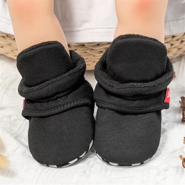 SOFMUO Unisex Baby Girl Boy Slippers Lightweight NonSlip Indoor Moccasins House Shoes Toddler BootiesA03Black