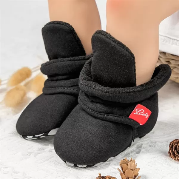 SOFMUO Unisex Baby Girl Boy Slippers Lightweight NonSlip Indoor Moccasins House Shoes Toddler BootiesA03Black