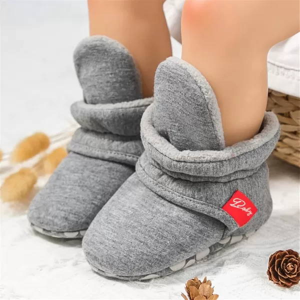 SOFMUO Unisex Baby Girl Boy Slippers Lightweight NonSlip Indoor Moccasins House Shoes Toddler BootiesA03Deep Grey