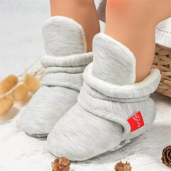 SOFMUO Unisex Baby Girl Boy Slippers Lightweight NonSlip Indoor Moccasins House Shoes Toddler BootiesA03Light Grey