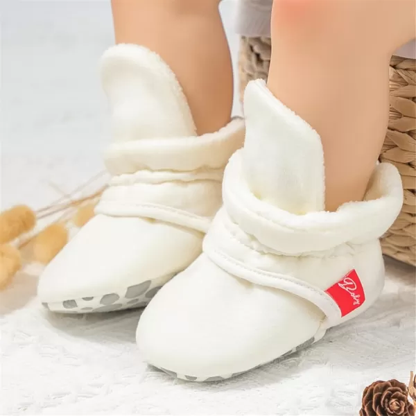 SOFMUO Unisex Baby Girl Boy Slippers Lightweight NonSlip Indoor Moccasins House Shoes Toddler BootiesA03White