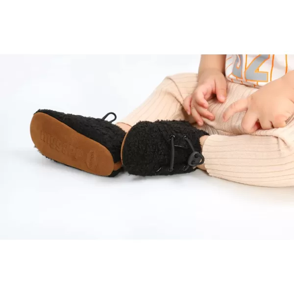 SOFMUO Unisex Baby Girl Boy Slippers Lightweight NonSlip Indoor Moccasins House Shoes Toddler BootiesABlack