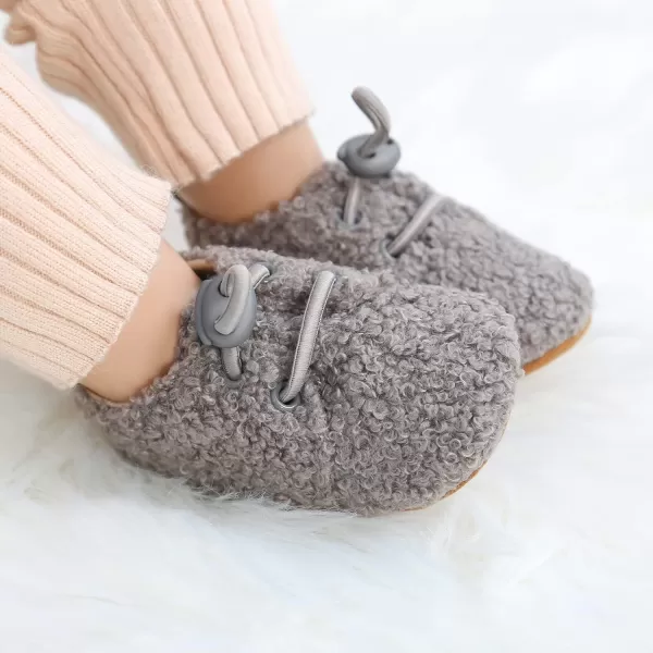 SOFMUO Unisex Baby Girl Boy Slippers Lightweight NonSlip Indoor Moccasins House Shoes Toddler BootiesAGrey