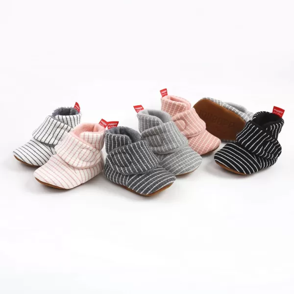 SOFMUO Unisex Baby Girl Boy Slippers Lightweight NonSlip Indoor Moccasins House Shoes Toddler BootiesStripeLight Grey
