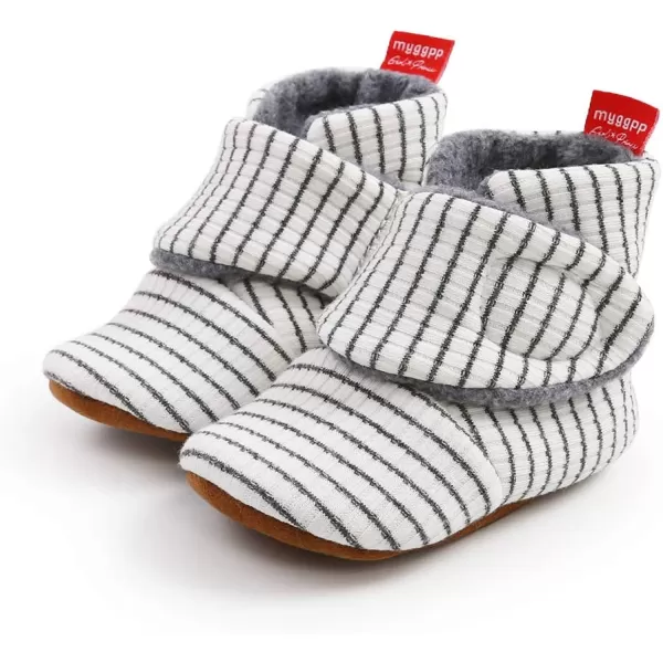 SOFMUO Unisex Baby Girl Boy Slippers Lightweight NonSlip Indoor Moccasins House Shoes Toddler BootiesStripeWhite