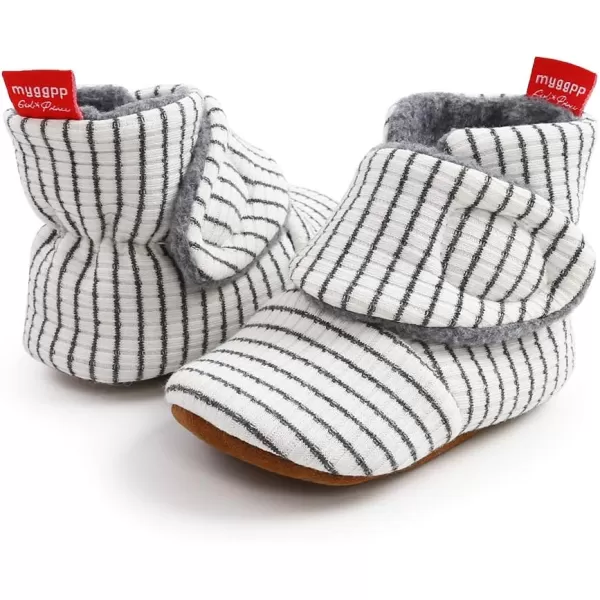 SOFMUO Unisex Baby Girl Boy Slippers Lightweight NonSlip Indoor Moccasins House Shoes Toddler BootiesStripeWhite
