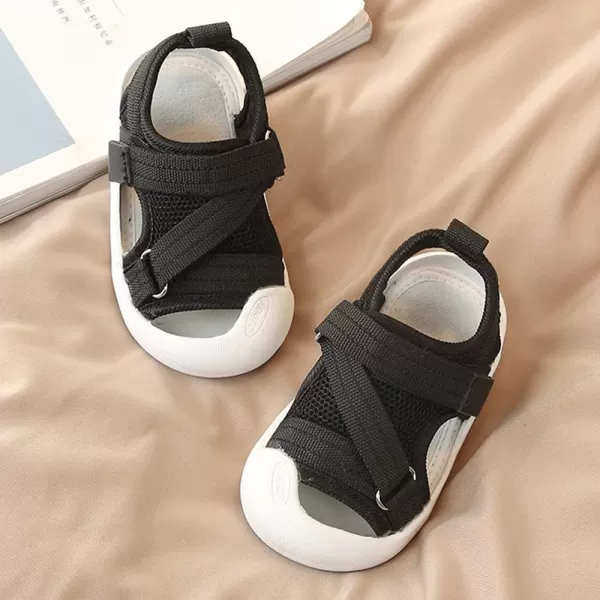 Toddler Boys Girls Unisex Baby Summer Sport Sandals Closed Toe NonSlip Rubber Sole Pool Beach Mesh Sneakers Lightweight Outdoor Water ShoesBblack