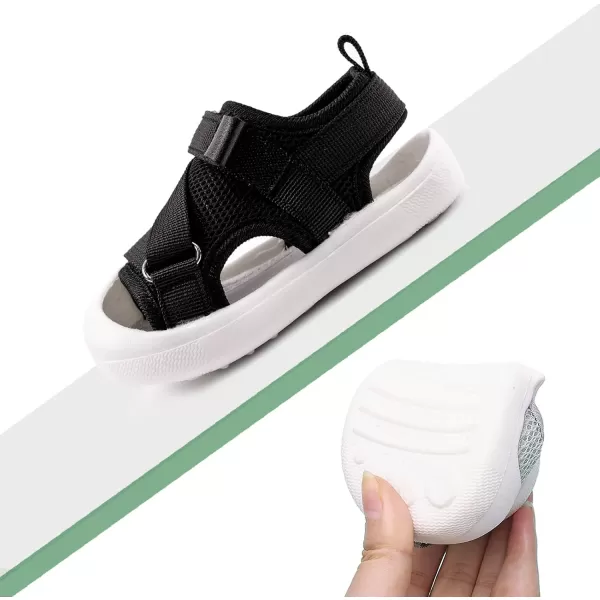 Toddler Boys Girls Unisex Baby Summer Sport Sandals Closed Toe NonSlip Rubber Sole Pool Beach Mesh Sneakers Lightweight Outdoor Water ShoesBblack