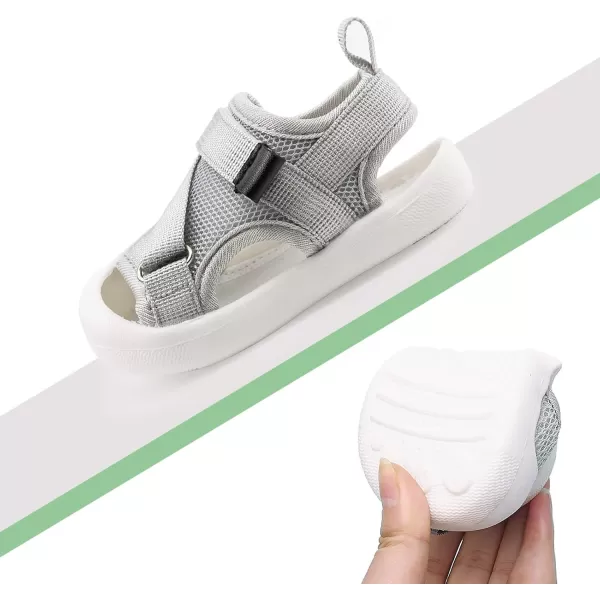 Toddler Boys Girls Unisex Baby Summer Sport Sandals Closed Toe NonSlip Rubber Sole Pool Beach Mesh Sneakers Lightweight Outdoor Water ShoesBgrey