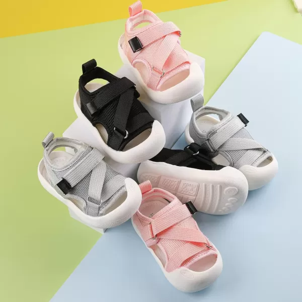 Toddler Boys Girls Unisex Baby Summer Sport Sandals Closed Toe NonSlip Rubber Sole Pool Beach Mesh Sneakers Lightweight Outdoor Water ShoesBgrey