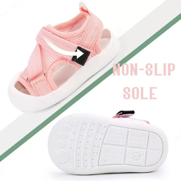 Toddler Boys Girls Unisex Baby Summer Sport Sandals Closed Toe NonSlip Rubber Sole Pool Beach Mesh Sneakers Lightweight Outdoor Water ShoesBpink