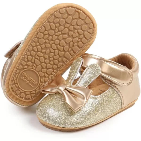 Antheron Baby Girls Mary Jane Flats Soft Sole Infant Moccasins Floral Sparkly Toddler Princess Dress ShoesA00Gold
