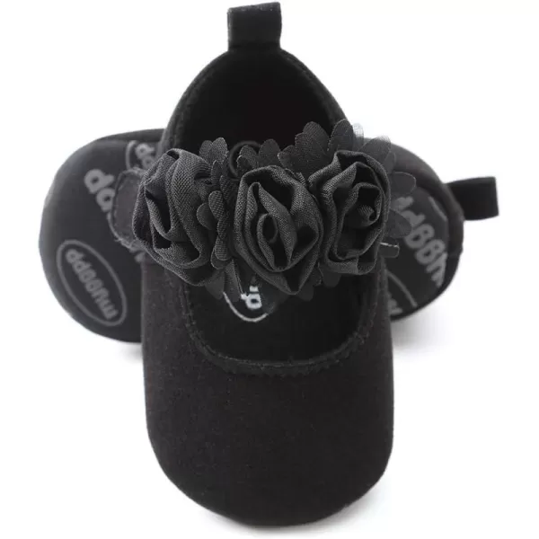 Antheron Baby Girls Mary Jane Flats Soft Sole Infant Moccasins Floral Sparkly Toddler Princess Dress ShoesA0Black