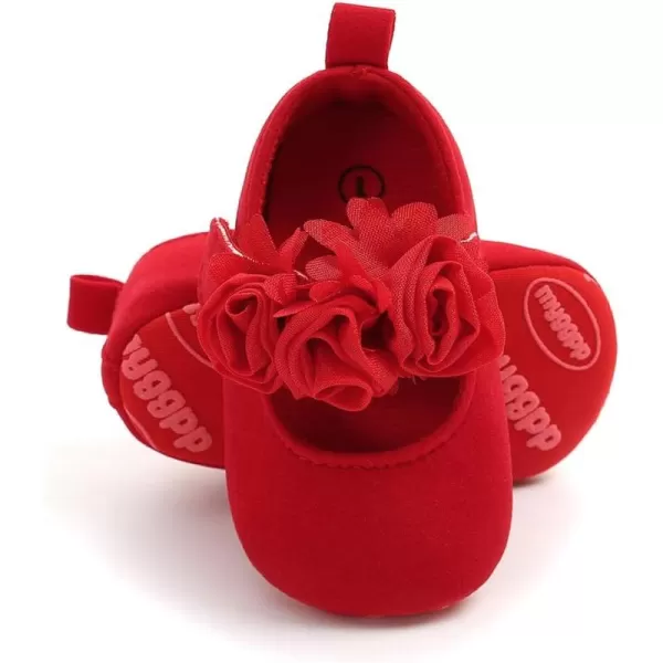 Antheron Baby Girls Mary Jane Flats Soft Sole Infant Moccasins Floral Sparkly Toddler Princess Dress ShoesA0Red