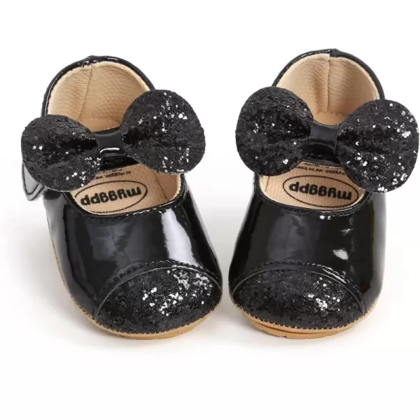 Antheron Baby Girls Mary Jane Flats Soft Sole Infant Moccasins Floral Sparkly Toddler Princess Dress ShoesA2Black