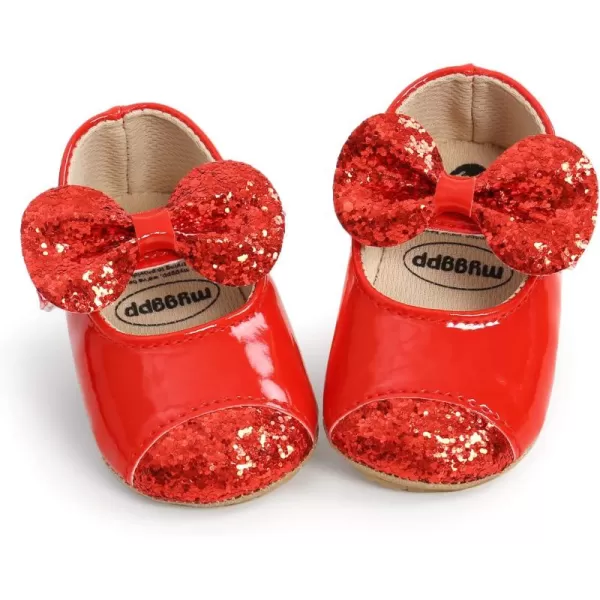 Antheron Baby Girls Mary Jane Flats Soft Sole Infant Moccasins Floral Sparkly Toddler Princess Dress ShoesA2Red