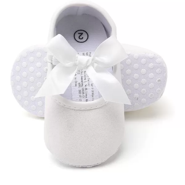 Antheron Baby Girls Mary Jane Flats Soft Sole Infant Moccasins Floral Sparkly Toddler Princess Dress ShoesDWhite