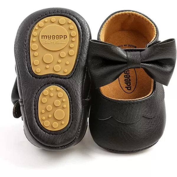 Antheron Baby Girls Mary Jane Flats with Bowknot NonSlip Toddler First Walkers Princess Dress ShoesA01Black