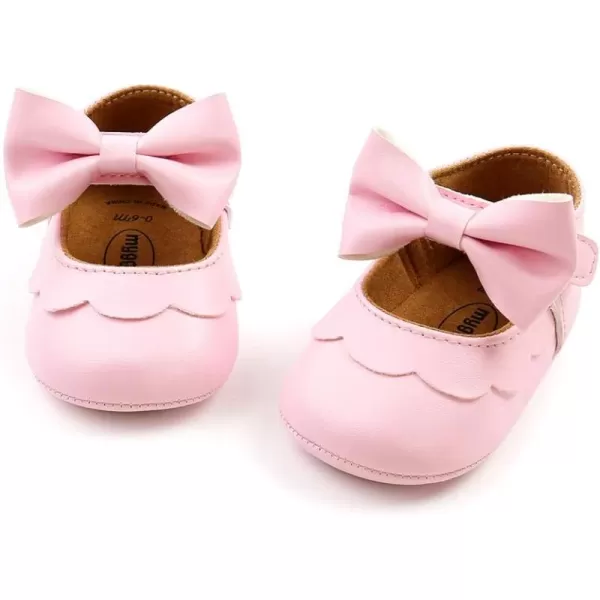Antheron Baby Girls Mary Jane Flats with Bowknot NonSlip Toddler First Walkers Princess Dress ShoesA01Pink