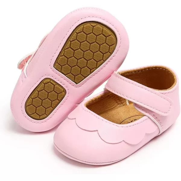Antheron Baby Girls Mary Jane Flats with Bowknot NonSlip Toddler First Walkers Princess Dress ShoesA0Pink