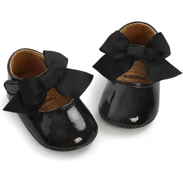 Antheron Baby Girls Mary Jane Flats with Bowknot NonSlip Toddler First Walkers Princess Dress ShoesA11Black