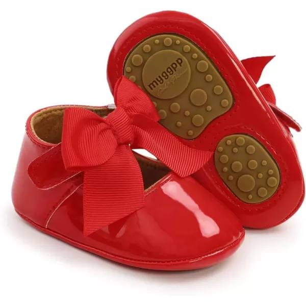 Antheron Baby Girls Mary Jane Flats with Bowknot NonSlip Toddler First Walkers Princess Dress ShoesA11Red