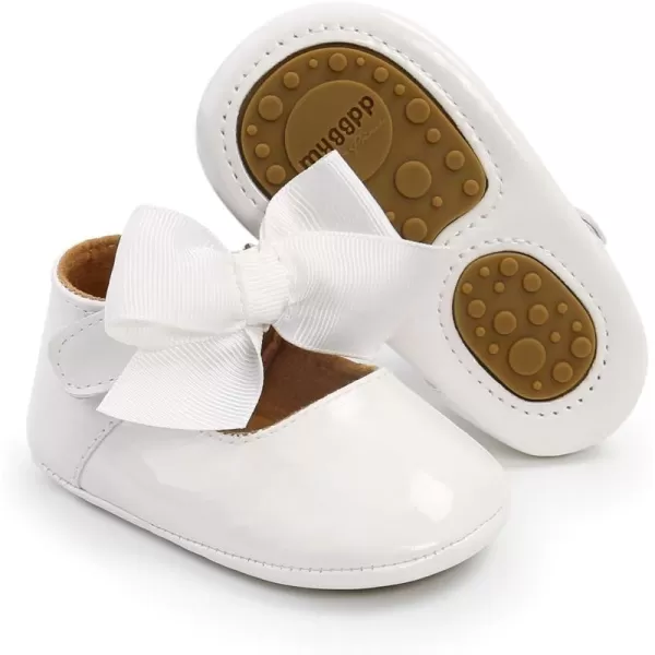 Antheron Baby Girls Mary Jane Flats with Bowknot NonSlip Toddler First Walkers Princess Dress ShoesA11White