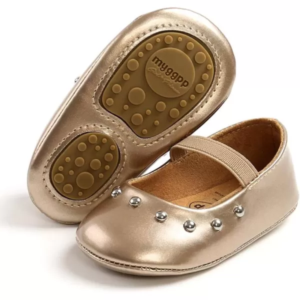 Antheron Baby Girls Mary Jane Flats with Bowknot NonSlip Toddler First Walkers Princess Dress ShoesA2Gold