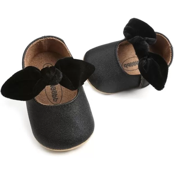 Antheron Baby Girls Mary Jane Flats with Bowknot NonSlip Toddler First Walkers Princess Dress ShoesABlack
