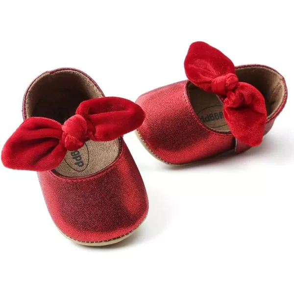 Antheron Baby Girls Mary Jane Flats with Bowknot NonSlip Toddler First Walkers Princess Dress ShoesARed