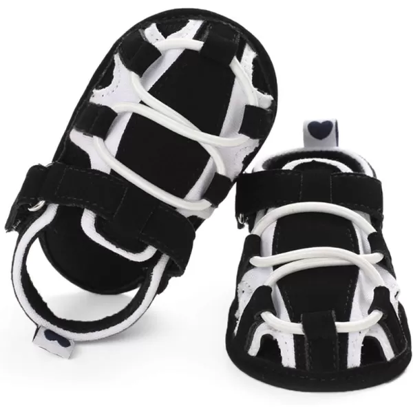 SOFMUO Baby Boys Girls ClosedToe Sandals Breathable Athletic Soft Sole AntiSlip Infant Summer Toddler Beach Walking ShoesABlackwhite