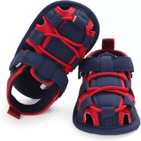 SOFMUO Baby Boys Girls ClosedToe Sandals Breathable Athletic Soft Sole AntiSlip Infant Summer Toddler Beach Walking ShoesANavyred