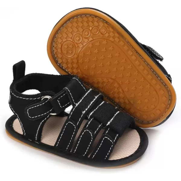 SOFMUO Baby Boys Girls ClosedToe Sandals Breathable Athletic Soft Sole AntiSlip Infant Summer Toddler Beach Walking ShoesBBlack