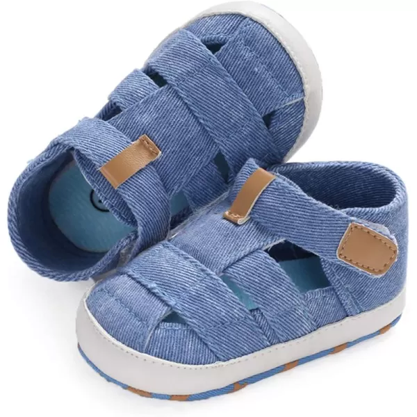 SOFMUO Baby Boys Girls ClosedToe Sandals Breathable Athletic Soft Sole AntiSlip Infant Summer Toddler Beach Walking ShoesCBlue