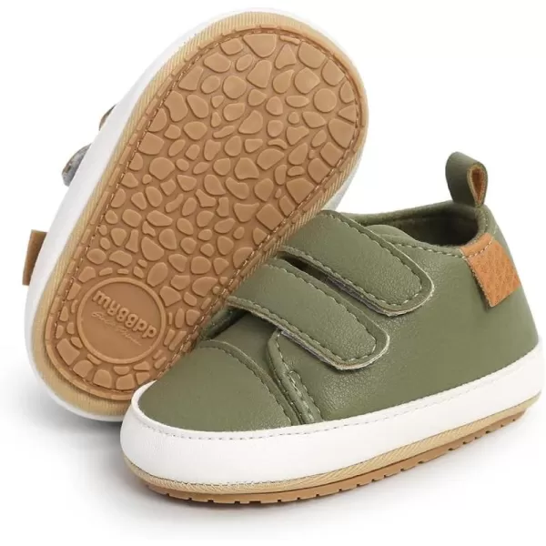 SOFMUO Baby Boys Girls High Top Ankle PU Leather Sneakers Soft Rubber Sole Infant Moccasins Newborn Oxford Loafers AntiSlip Toddler Wedding Uniform Dress ShoesA01Green