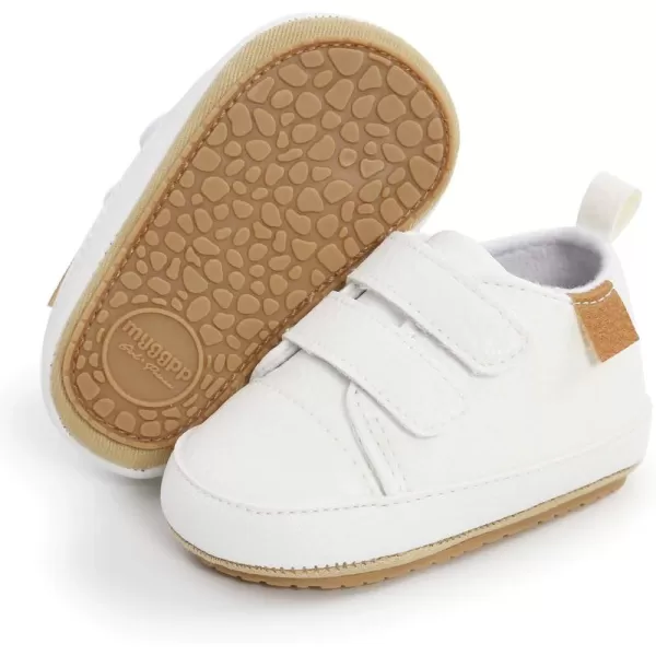 SOFMUO Baby Boys Girls High Top Ankle PU Leather Sneakers Soft Rubber Sole Infant Moccasins Newborn Oxford Loafers AntiSlip Toddler Wedding Uniform Dress ShoesA01White