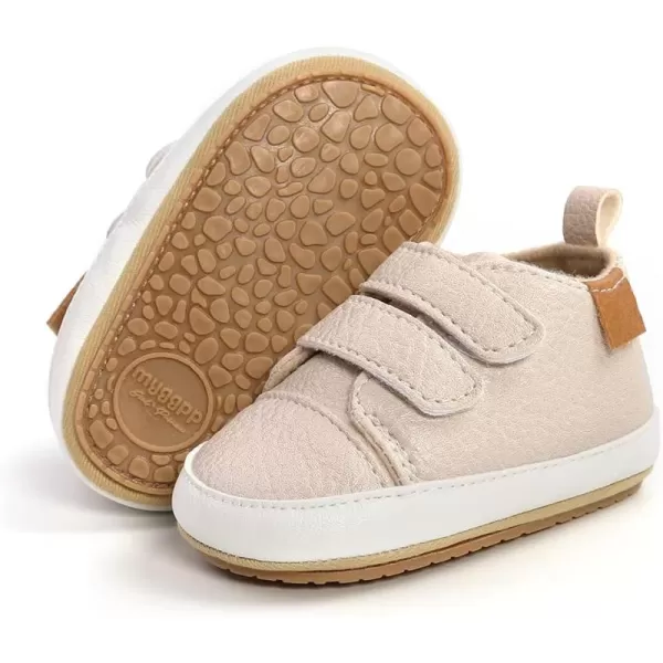 SOFMUO Baby Boys Girls High Top Ankle PU Leather Sneakers Soft Rubber Sole Infant Moccasins Newborn Oxford Loafers AntiSlip Toddler Wedding Uniform Dress ShoesA01Beige