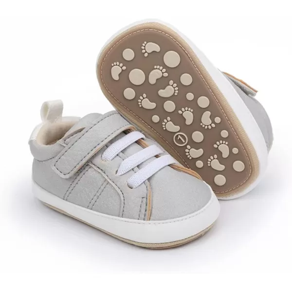 SOFMUO Baby Boys Girls High Top Ankle PU Leather Sneakers Soft Rubber Sole Infant Moccasins Newborn Oxford Loafers AntiSlip Toddler Wedding Uniform Dress ShoesA03Grey