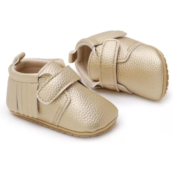 SOFMUO Baby Boys Girls High Top Ankle PU Leather Sneakers Soft Rubber Sole Infant Moccasins Newborn Oxford Loafers AntiSlip Toddler Wedding Uniform Dress ShoesA06Gold