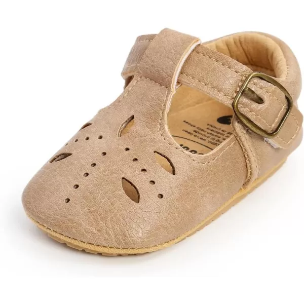 SOFMUO Baby Boys Girls Lace Up Leather Sneakers Soft Rubber Sole Infant Moccasins Newborn Oxford Loafers AntiSlip Toddler Wedding Uniform Dress ShoesA05Khaki