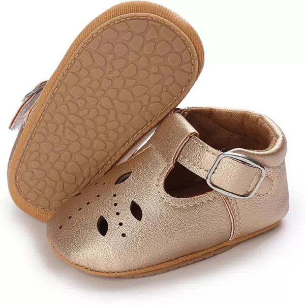 SOFMUO Baby Boys Girls Lace Up Leather Sneakers Soft Rubber Sole Infant Moccasins Newborn Oxford Loafers AntiSlip Toddler Wedding Uniform Dress ShoesA05Gold