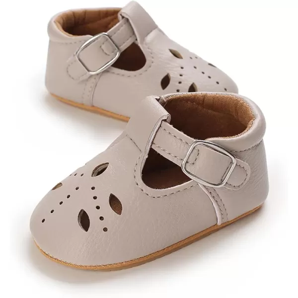 SOFMUO Baby Boys Girls Lace Up Leather Sneakers Soft Rubber Sole Infant Moccasins Newborn Oxford Loafers AntiSlip Toddler Wedding Uniform Dress ShoesA05Light Grey