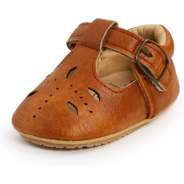 SOFMUO Baby Boys Girls Lace Up Leather Sneakers Soft Rubber Sole Infant Moccasins Newborn Oxford Loafers AntiSlip Toddler Wedding Uniform Dress ShoesA05Brown