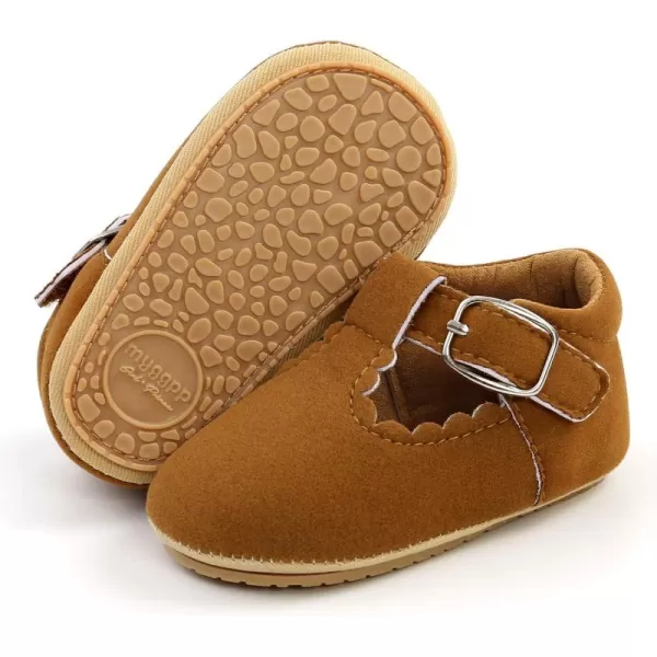 SOFMUO Baby Boys Girls Lace Up Leather Sneakers Soft Rubber Sole Infant Moccasins Newborn Oxford Loafers AntiSlip Toddler Wedding Uniform Dress ShoesA01Suede Brown