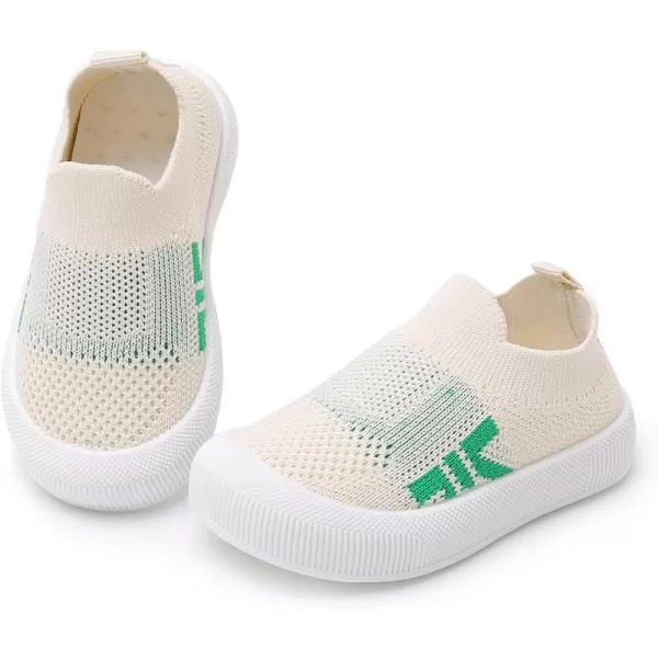 SOFMUO Baby Boys Girls Toddler Sneakers Kids Lightweight Knit Walking Shoes Mesh Breathable Tennis Trainers Shoe 13 YrsA2Beige