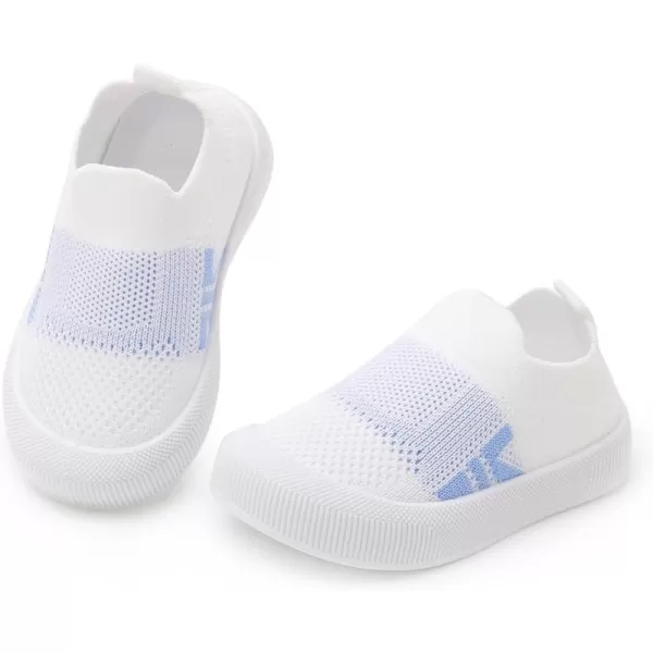 SOFMUO Baby Boys Girls Toddler Sneakers Kids Lightweight Knit Walking Shoes Mesh Breathable Tennis Trainers Shoe 13 YrsA2White
