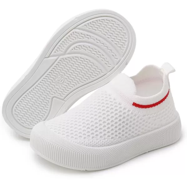 SOFMUO Baby Boys Girls Toddler Sneakers Kids Lightweight Knit Walking Shoes Mesh Breathable Tennis Trainers Shoe 13 YrsA3White